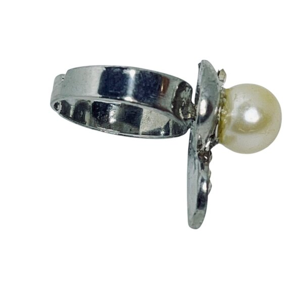 Lot Of 6 Silver Tone And Faux Pearl Statement Rings (R454) - Picture 9 of 13